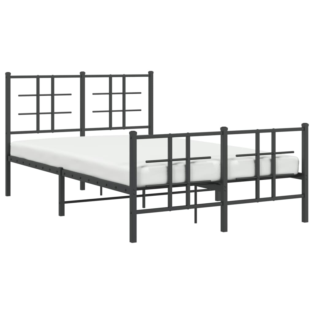 Cadre de lit métal sans matelas avec pied de lit noir 120x190cm - XIOS