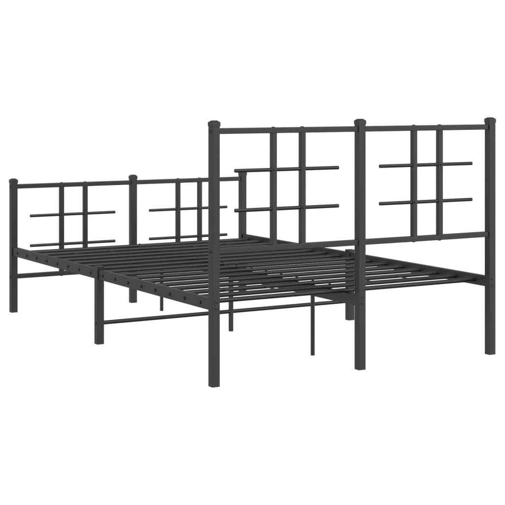 Cadre de lit métal sans matelas avec pied de lit noir 120x190cm - XIOS
