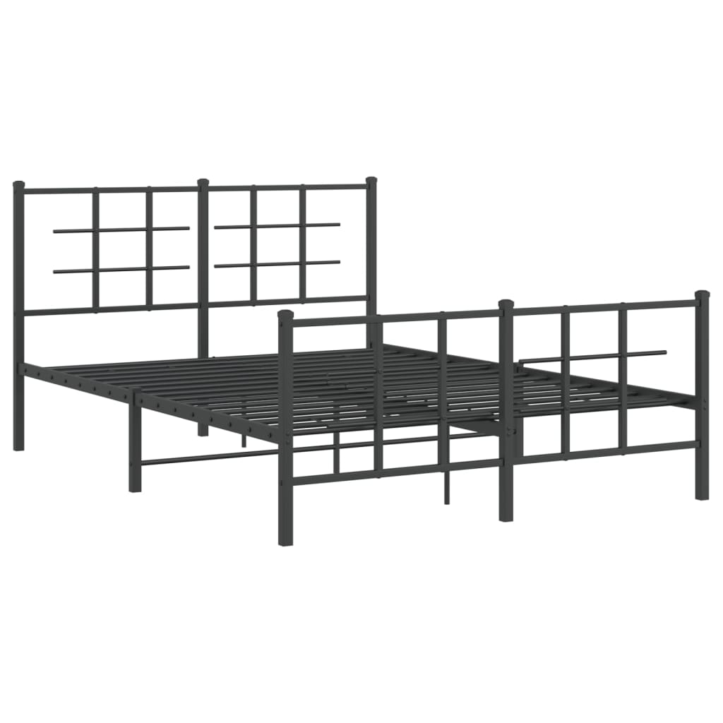 Cadre de lit métal sans matelas avec pied de lit noir 135x190cm - XIOS