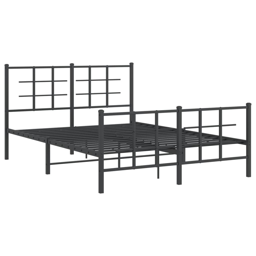 Cadre de lit métal sans matelas avec pied de lit noir 140x190cm - XIOS