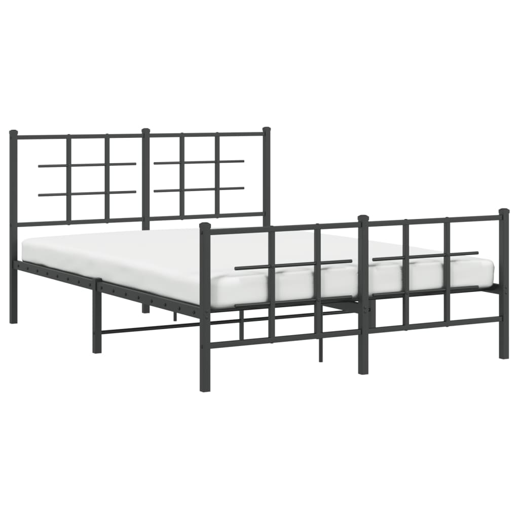 Cadre de lit métal sans matelas avec pied de lit noir 140x190cm - XIOS