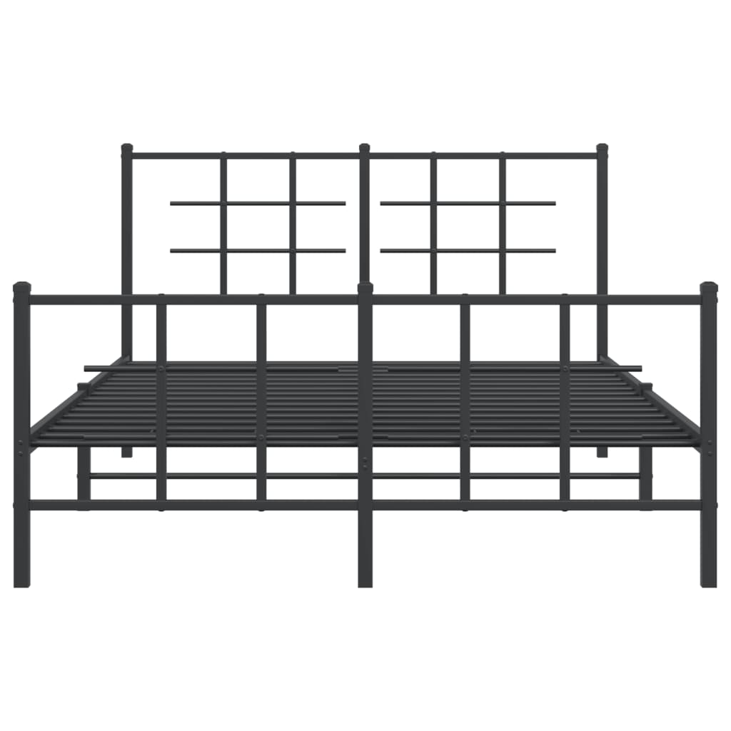 Cadre de lit métal sans matelas avec pied de lit noir 140x190cm - XIOS