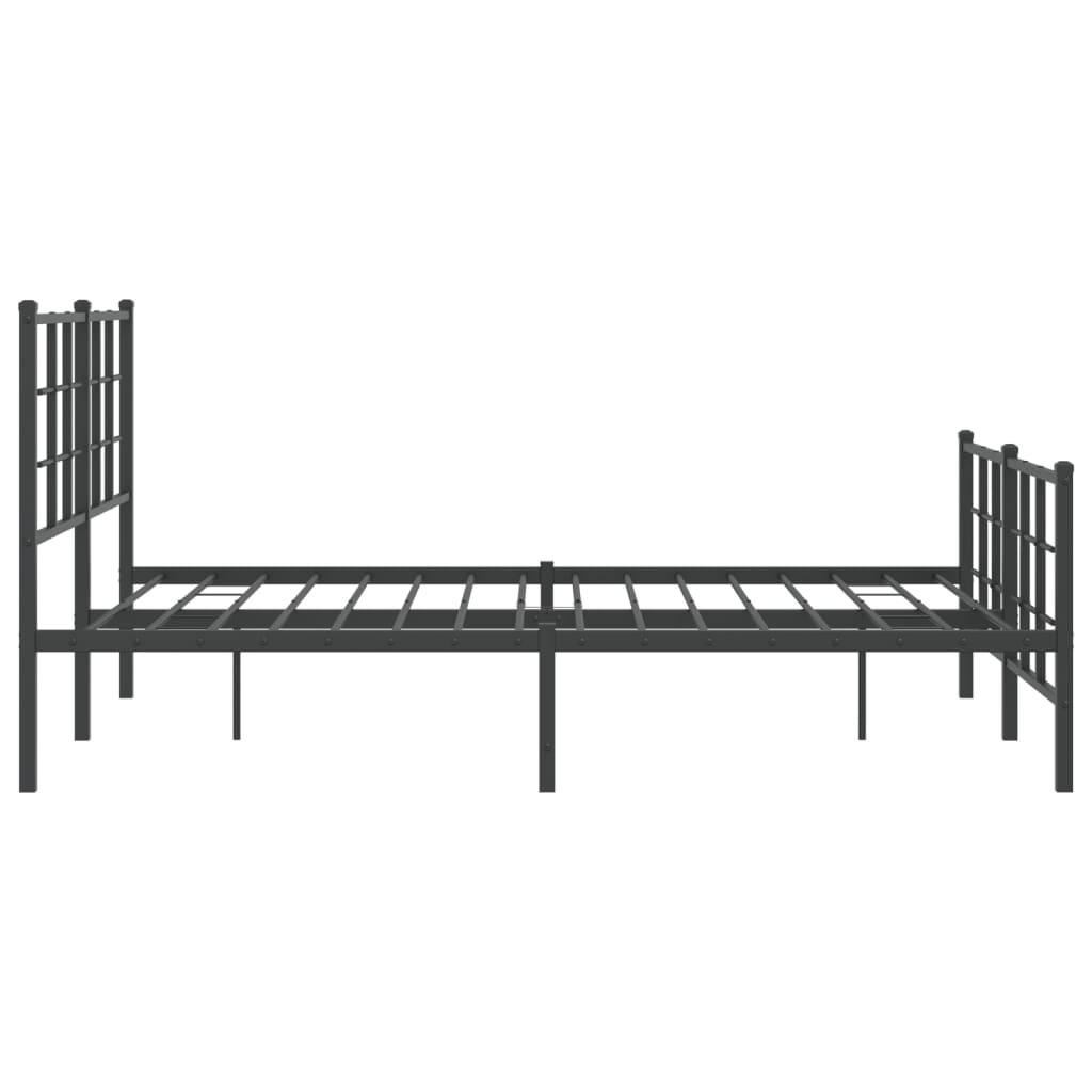 Cadre de lit métal sans matelas avec pied de lit noir 140x190cm - XIOS