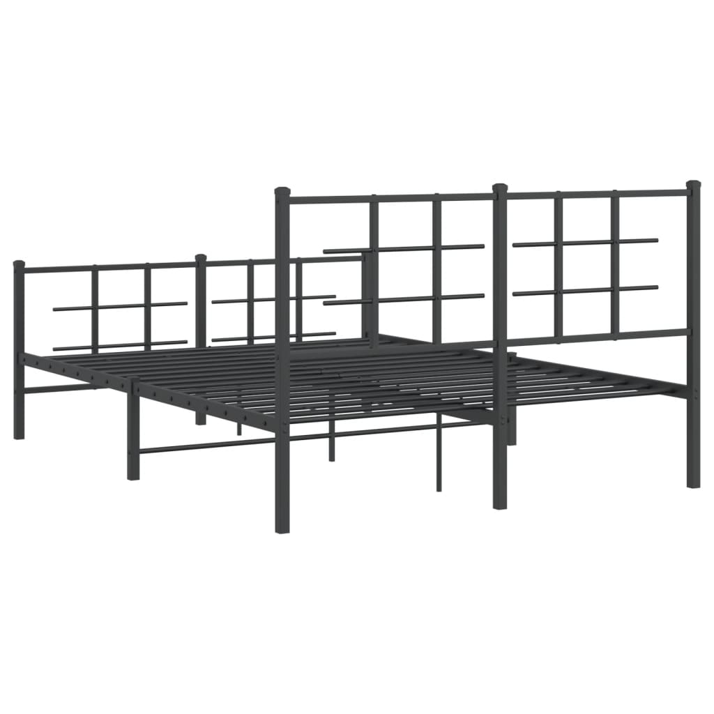 Cadre de lit métal sans matelas avec pied de lit noir 140x190cm - XIOS