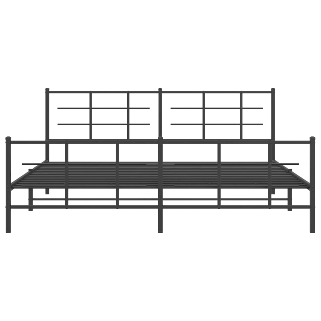 Cadre de lit métal sans matelas avec pied de lit noir 193x203cm - XIOS