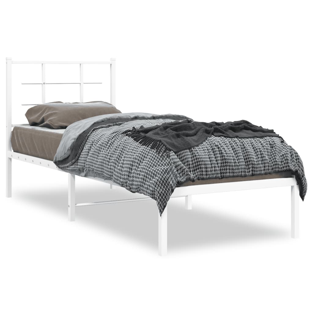 Cadre de lit métal sans matelas avec tête de lit blanc 80x200cm - XIOS