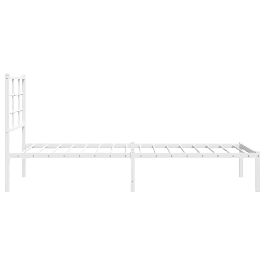 Cadre de lit métal sans matelas avec tête de lit blanc 80x200cm - XIOS