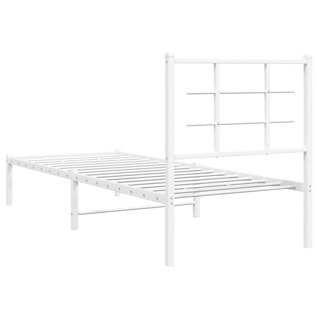 Cadre de lit métal sans matelas avec tête de lit blanc 80x200cm - XIOS