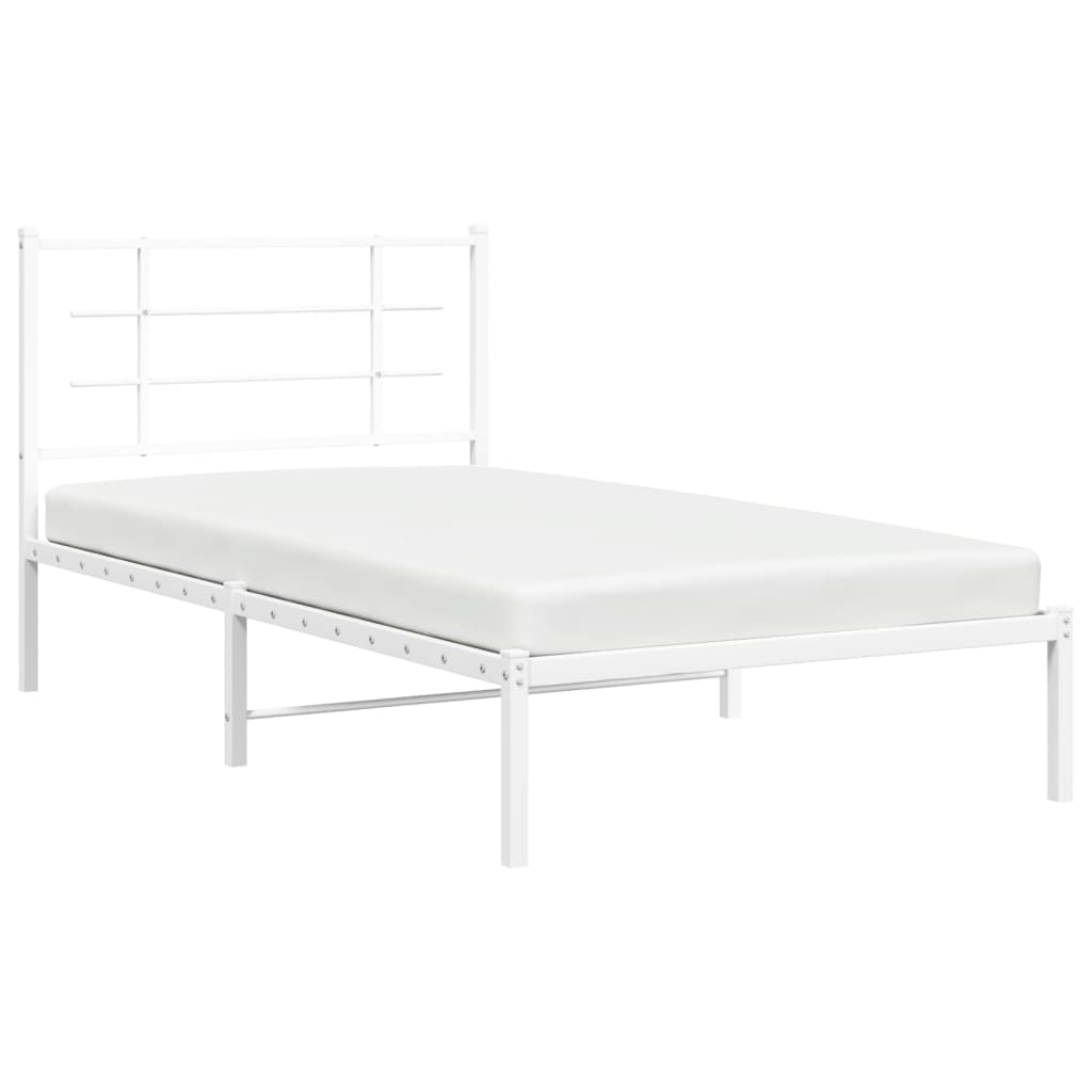 Cadre de lit métal sans matelas et tête de lit blanc 100x190 cm - XIOS