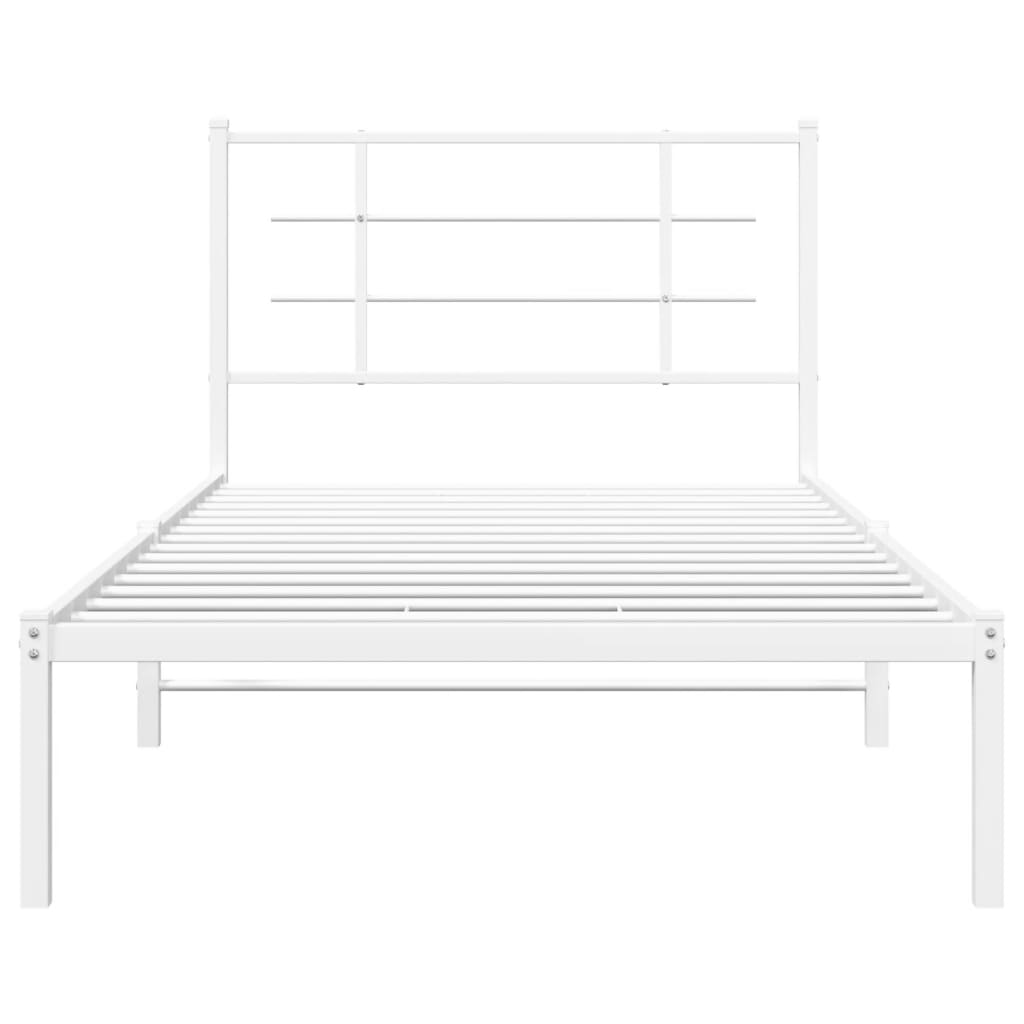 Cadre de lit métal sans matelas et tête de lit blanc 100x190 cm - XIOS