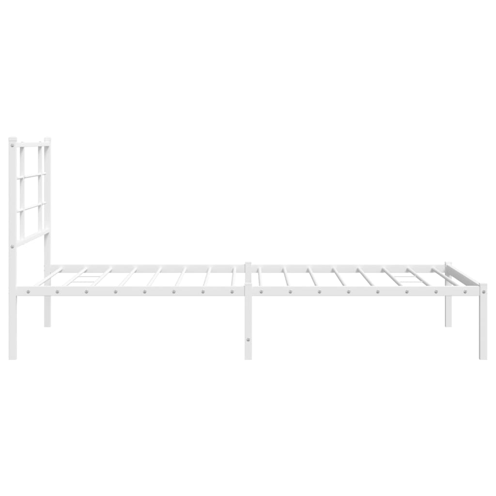 Cadre de lit métal sans matelas et tête de lit blanc 100x190 cm - XIOS