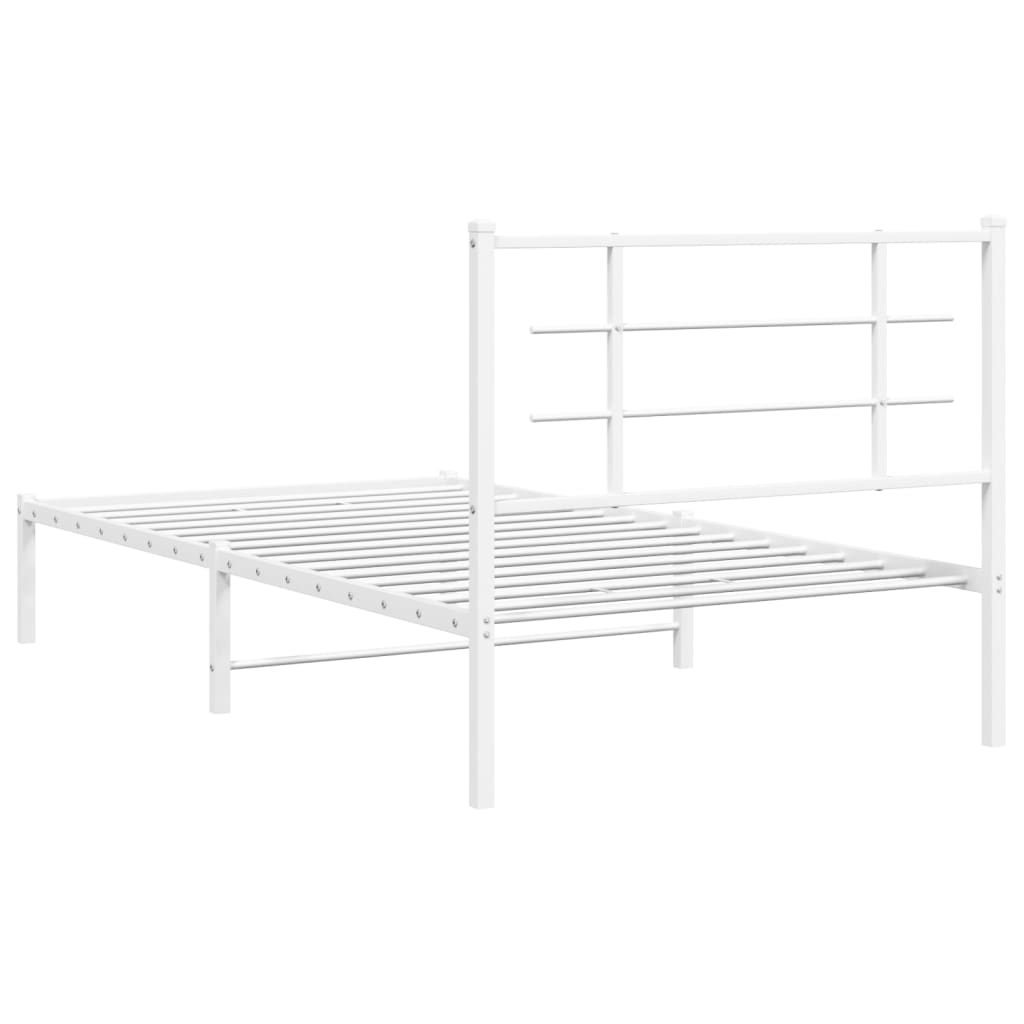 Cadre de lit métal sans matelas et tête de lit blanc 100x190 cm - XIOS