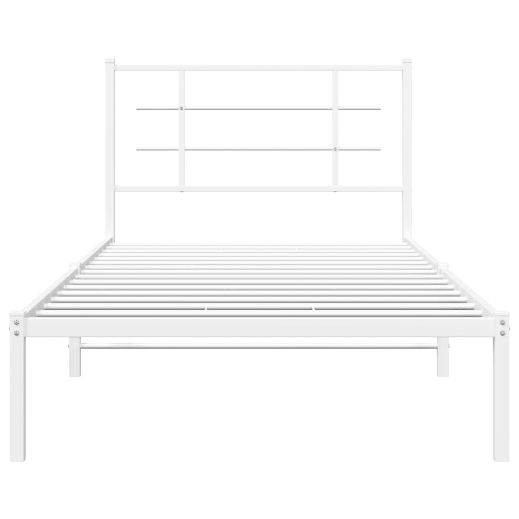 Cadre de lit métal sans matelas et tête de lit blanc 100x200 cm - XIOS