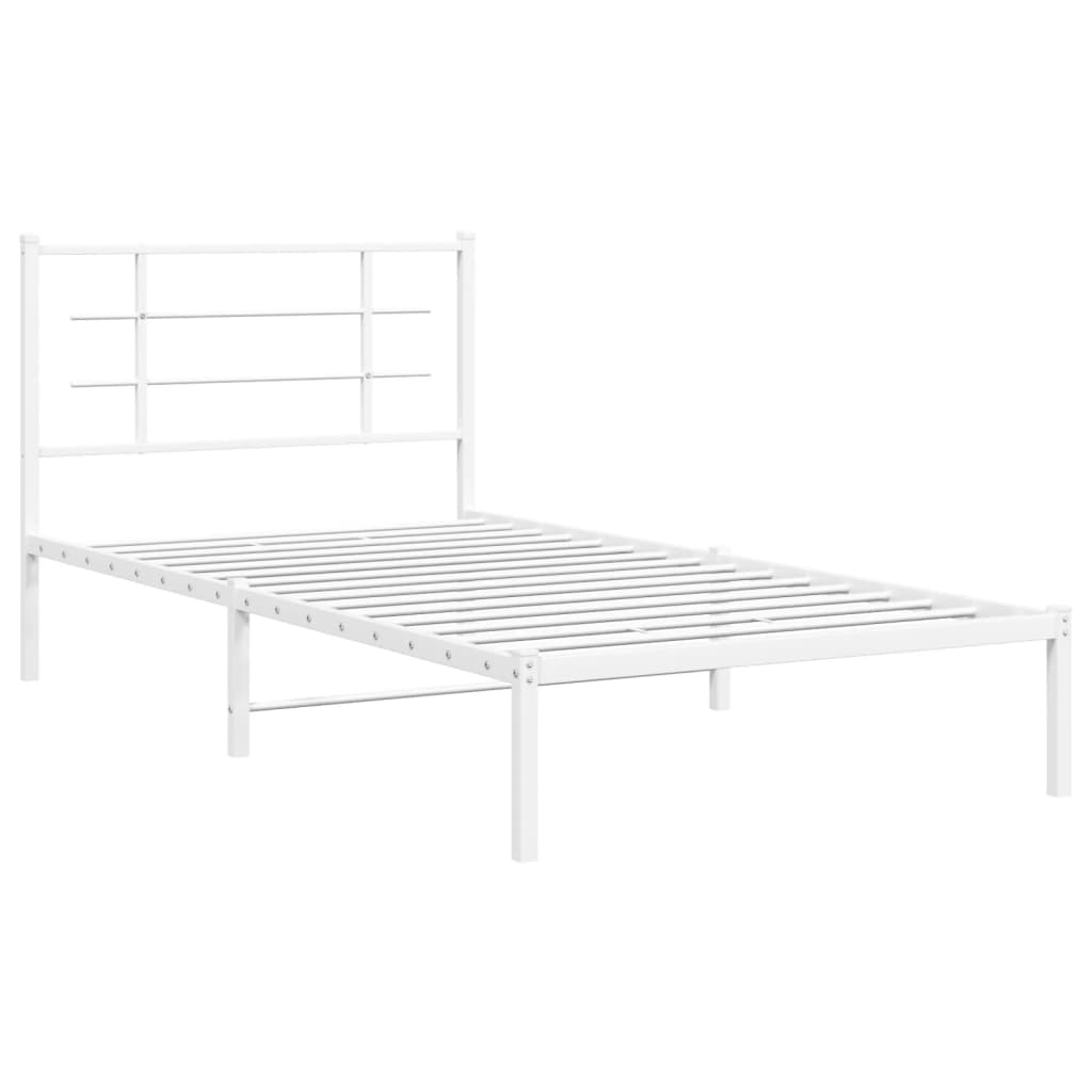 Cadre de lit métal sans matelas et tête de lit blanc 107x203 cm - XIOS