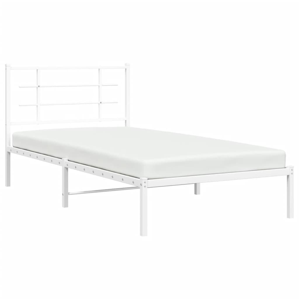 Cadre de lit métal sans matelas et tête de lit blanc 107x203 cm - XIOS