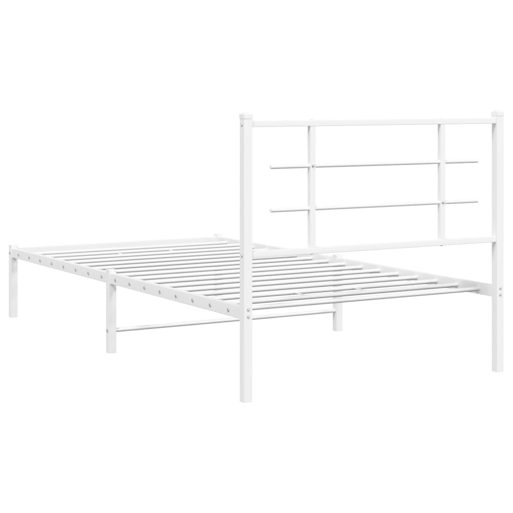 Cadre de lit métal sans matelas et tête de lit blanc 107x203 cm - XIOS