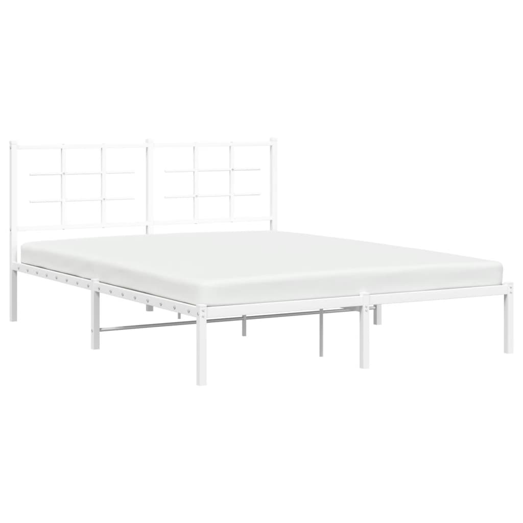 Cadre de lit métal sans matelas et tête de lit blanc 150x200 cm - XIOS