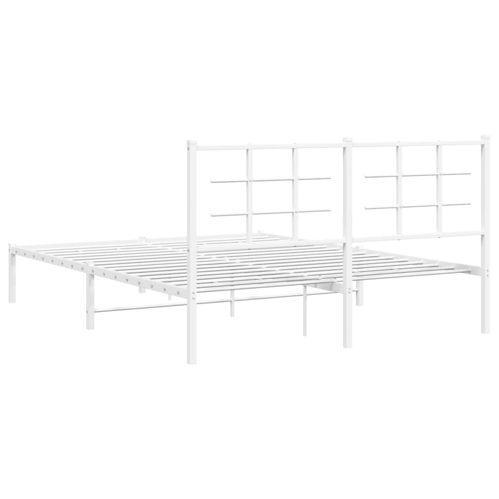 Cadre de lit métal sans matelas et tête de lit blanc 150x200 cm - XIOS