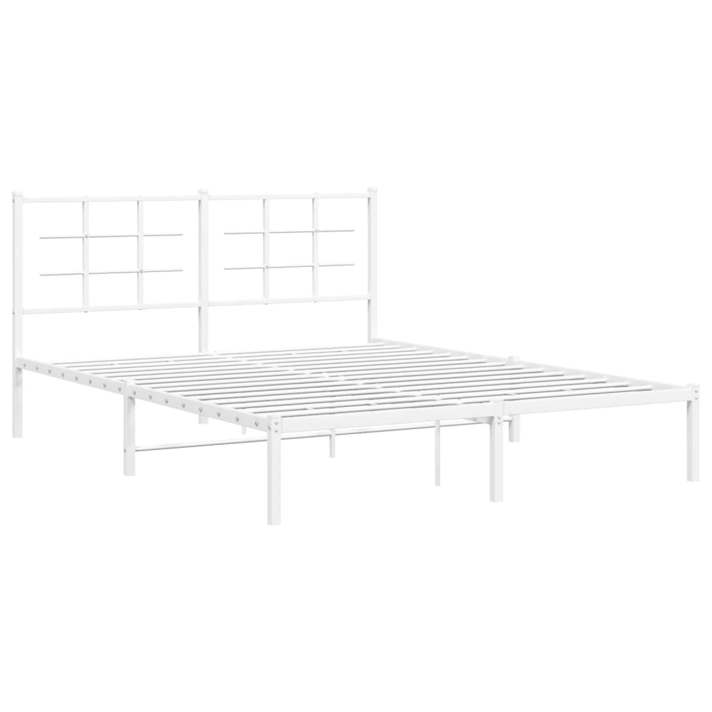 Cadre de lit métal sans matelas et tête de lit blanc 160x200 cm - XIOS