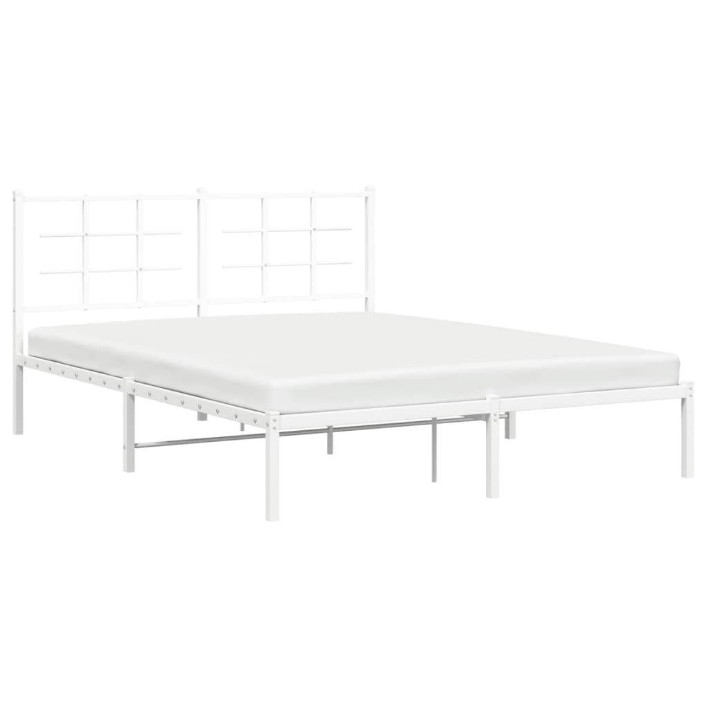 Cadre de lit métal sans matelas et tête de lit blanc 160x200 cm - XIOS