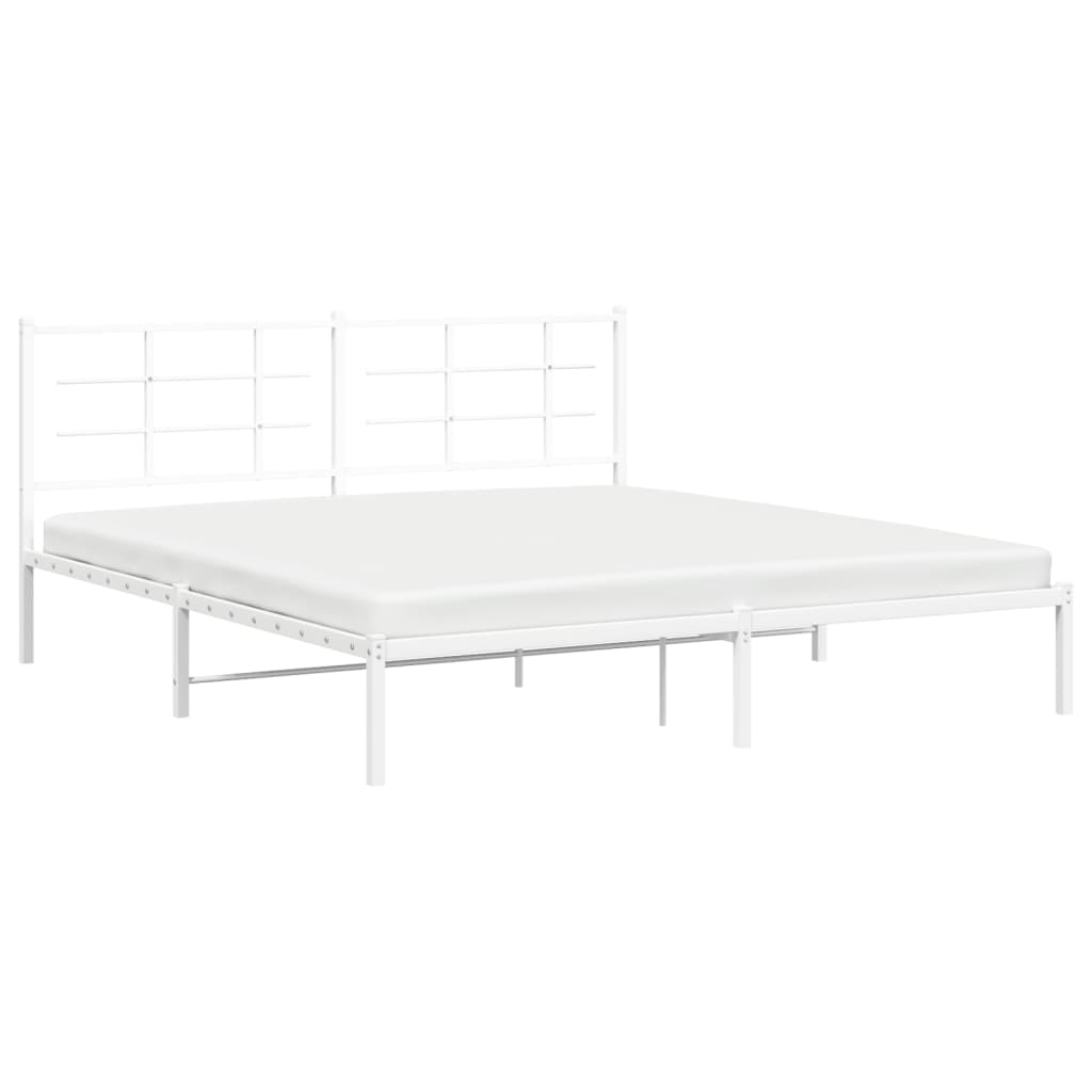 Cadre de lit métal sans matelas et tête de lit blanc 180x200 cm - XIOS