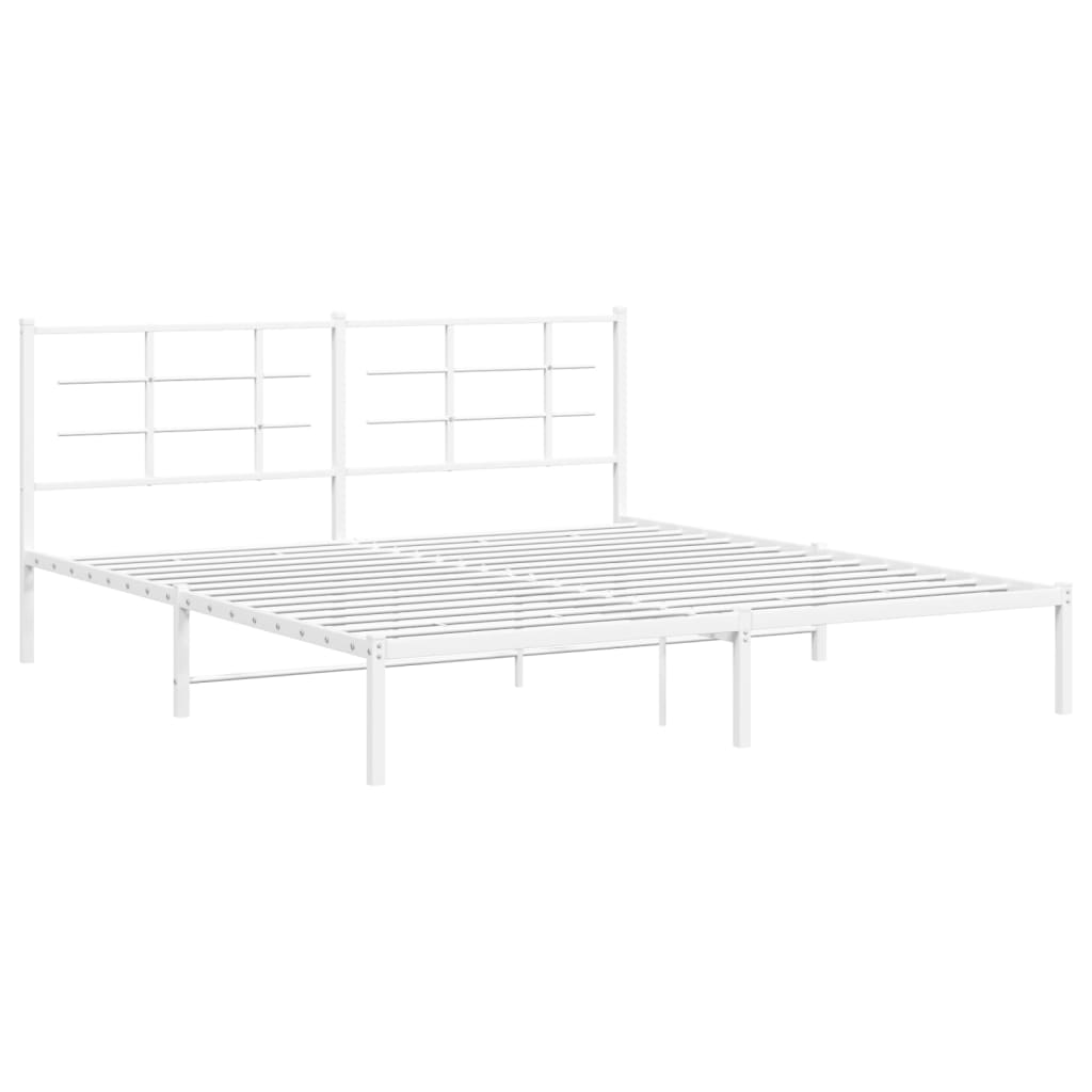 Cadre de lit métal sans matelas et tête de lit blanc 183x213 cm - XIOS