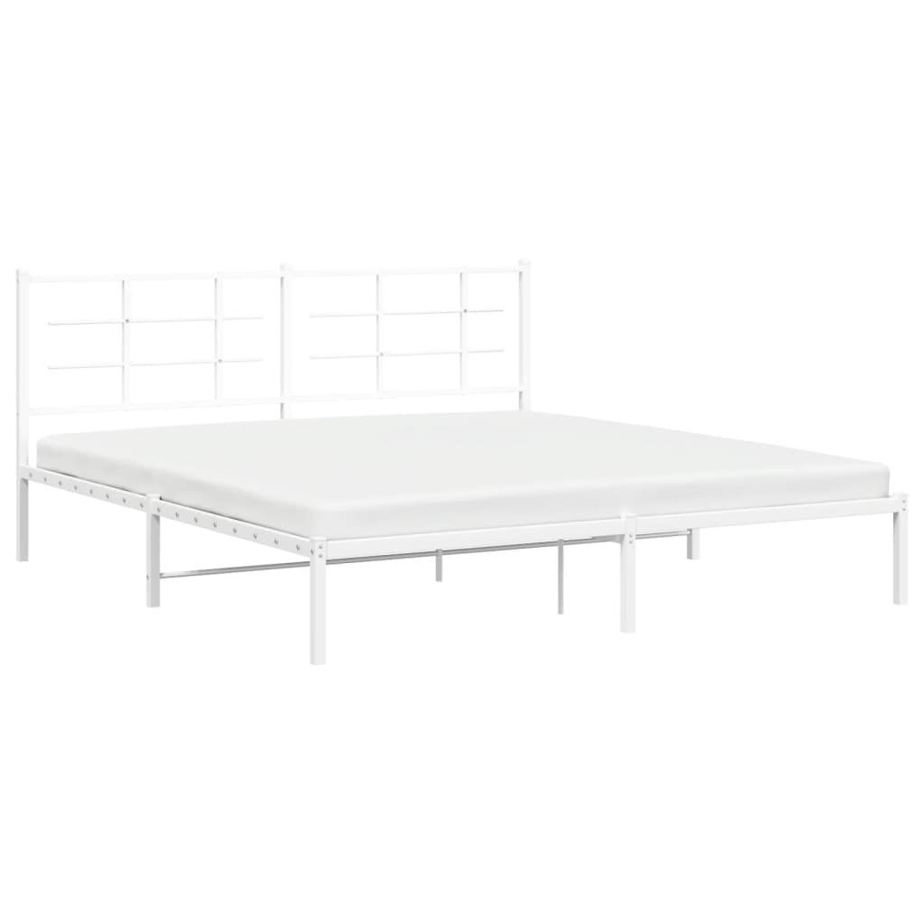 Cadre de lit métal sans matelas et tête de lit blanc 183x213 cm - XIOS
