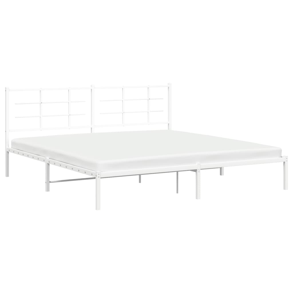 Cadre de lit métal sans matelas et tête de lit blanc 200x200 cm - XIOS
