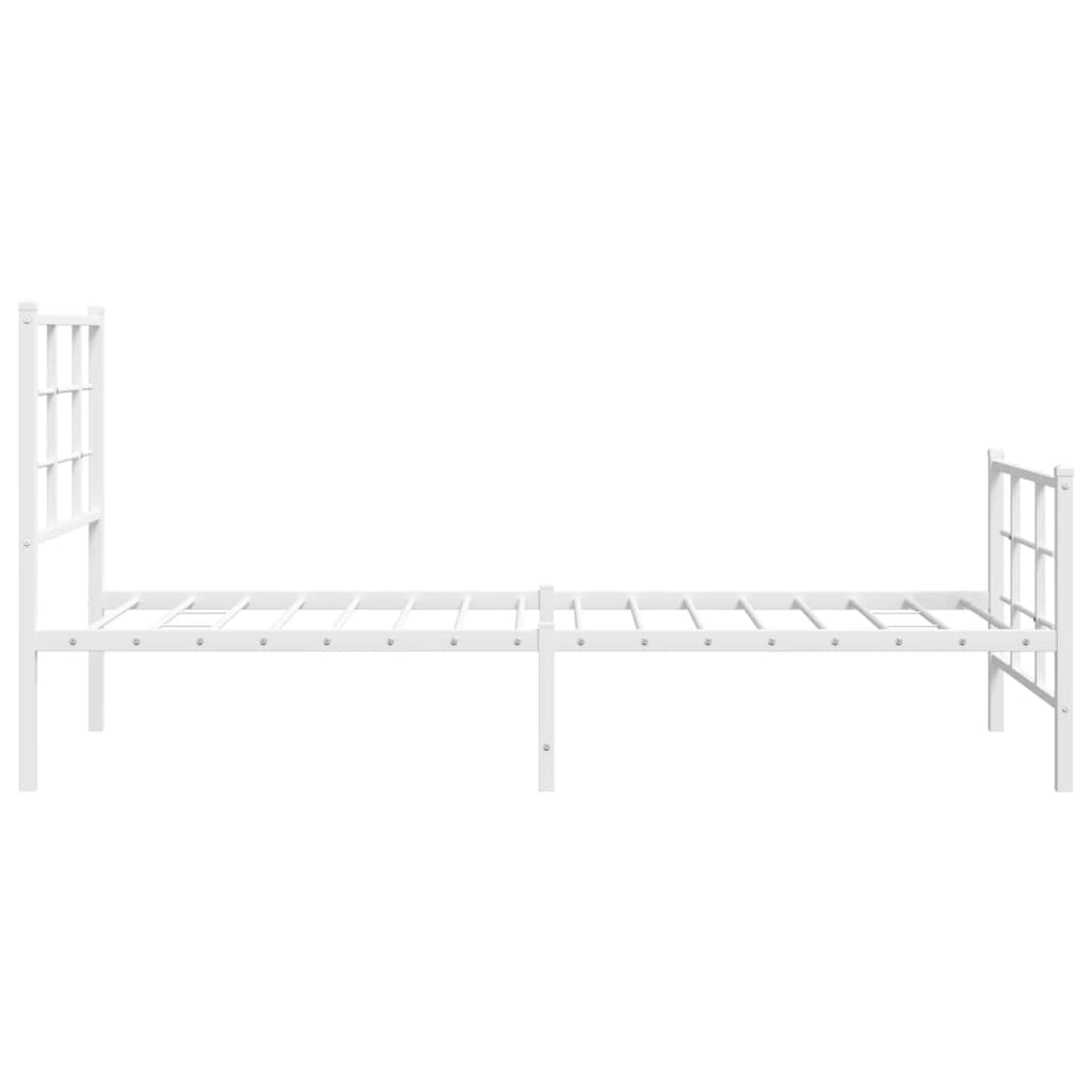 Cadre de lit métal sans matelas avec pied de lit blanc 75x190cm - XIOS