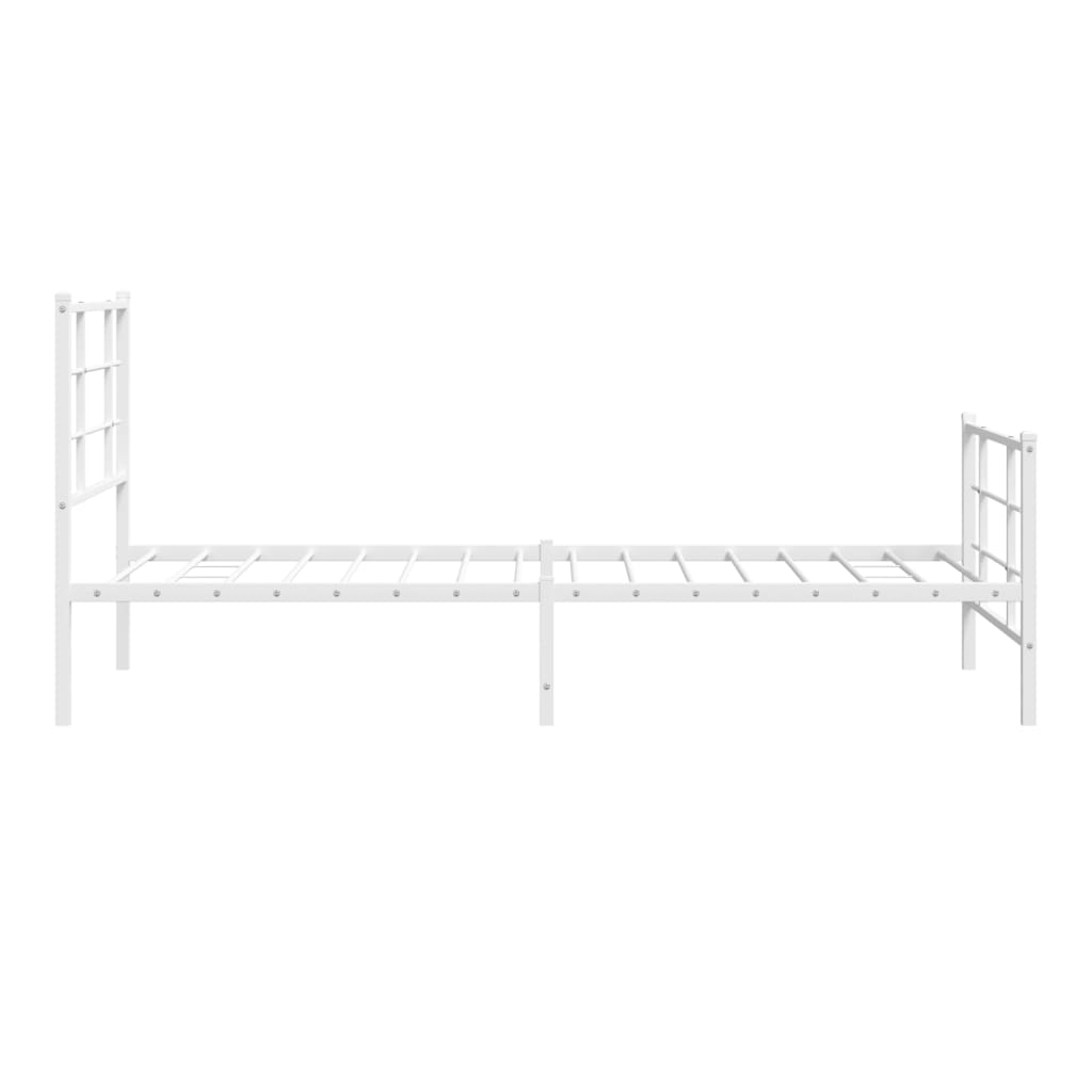 Cadre de lit métal sans matelas avec pied de lit blanc 90x190cm - XIOS