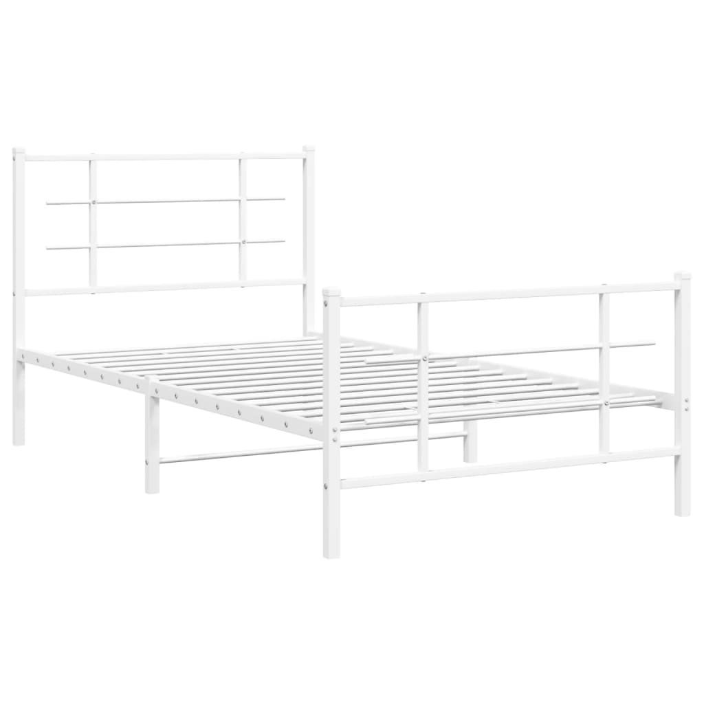 Cadre de lit métal sans matelas et pied de lit blanc 100x200 cm - XIOS