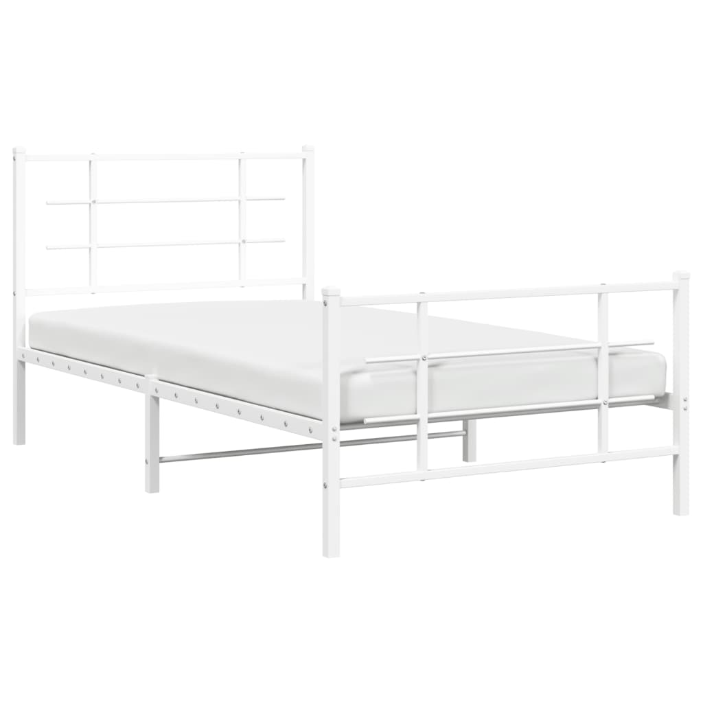 Cadre de lit métal sans matelas et pied de lit blanc 100x200 cm - XIOS