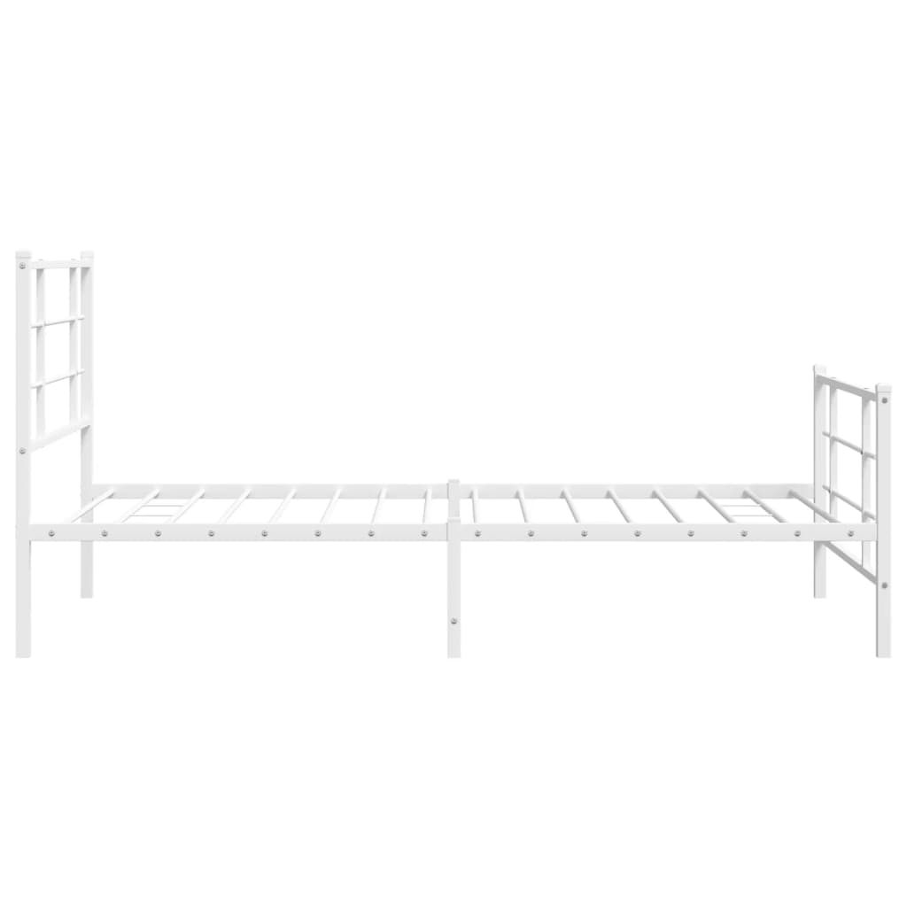 Cadre de lit métal sans matelas et pied de lit blanc 100x200 cm - XIOS