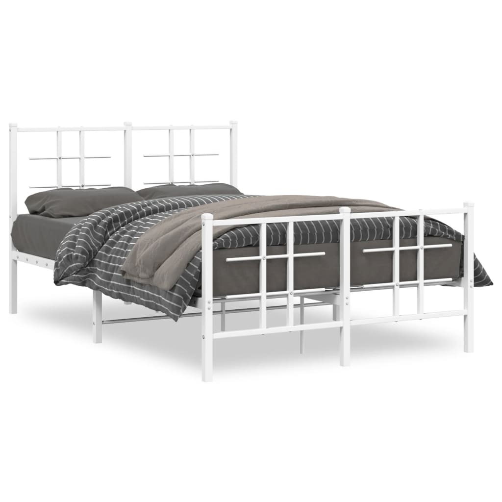 Cadre de lit métal sans matelas et pied de lit blanc 120x200 cm - XIOS