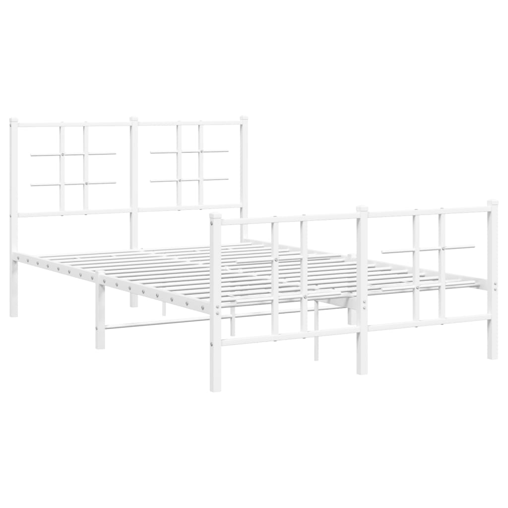 Cadre de lit métal sans matelas et pied de lit blanc 120x200 cm - XIOS