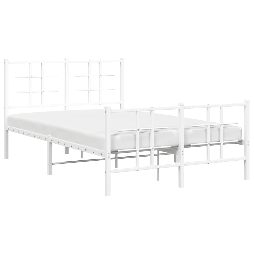 Cadre de lit métal sans matelas et pied de lit blanc 120x200 cm - XIOS