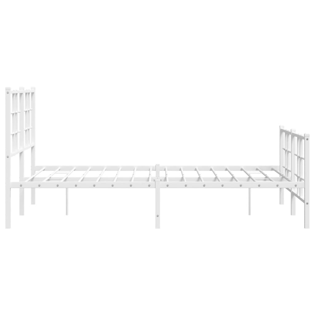 Cadre de lit métal sans matelas et pied de lit blanc 120x200 cm - XIOS