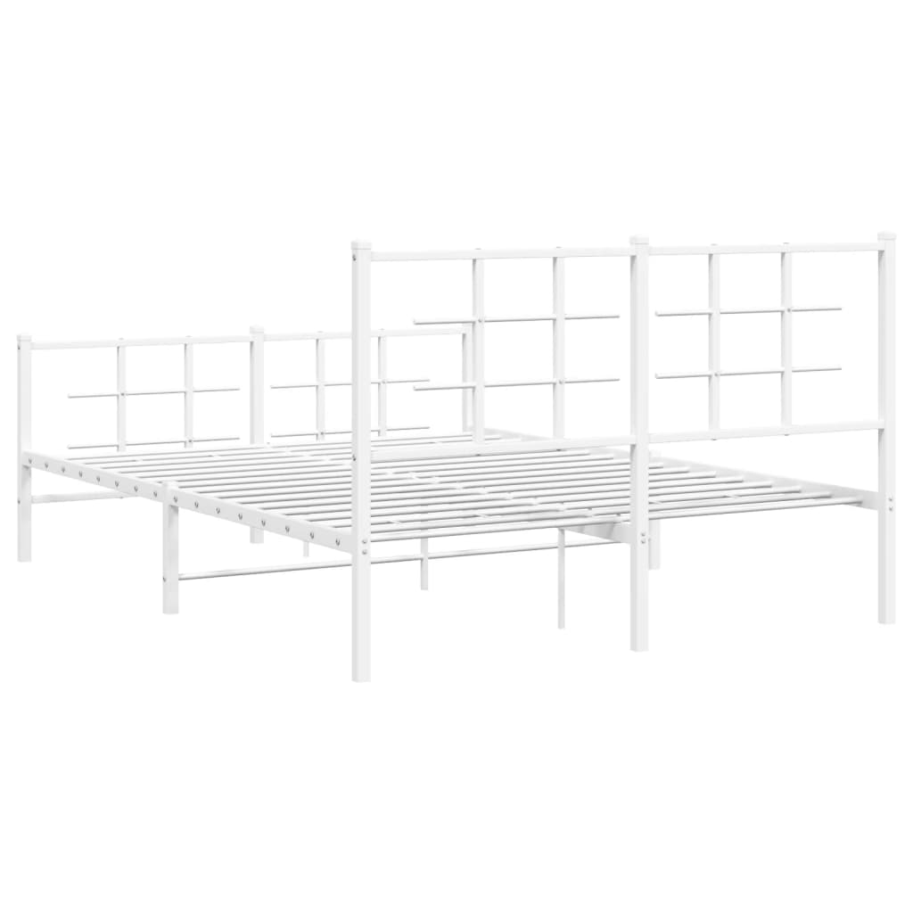 Cadre de lit métal sans matelas et pied de lit blanc 140x190 cm - XIOS