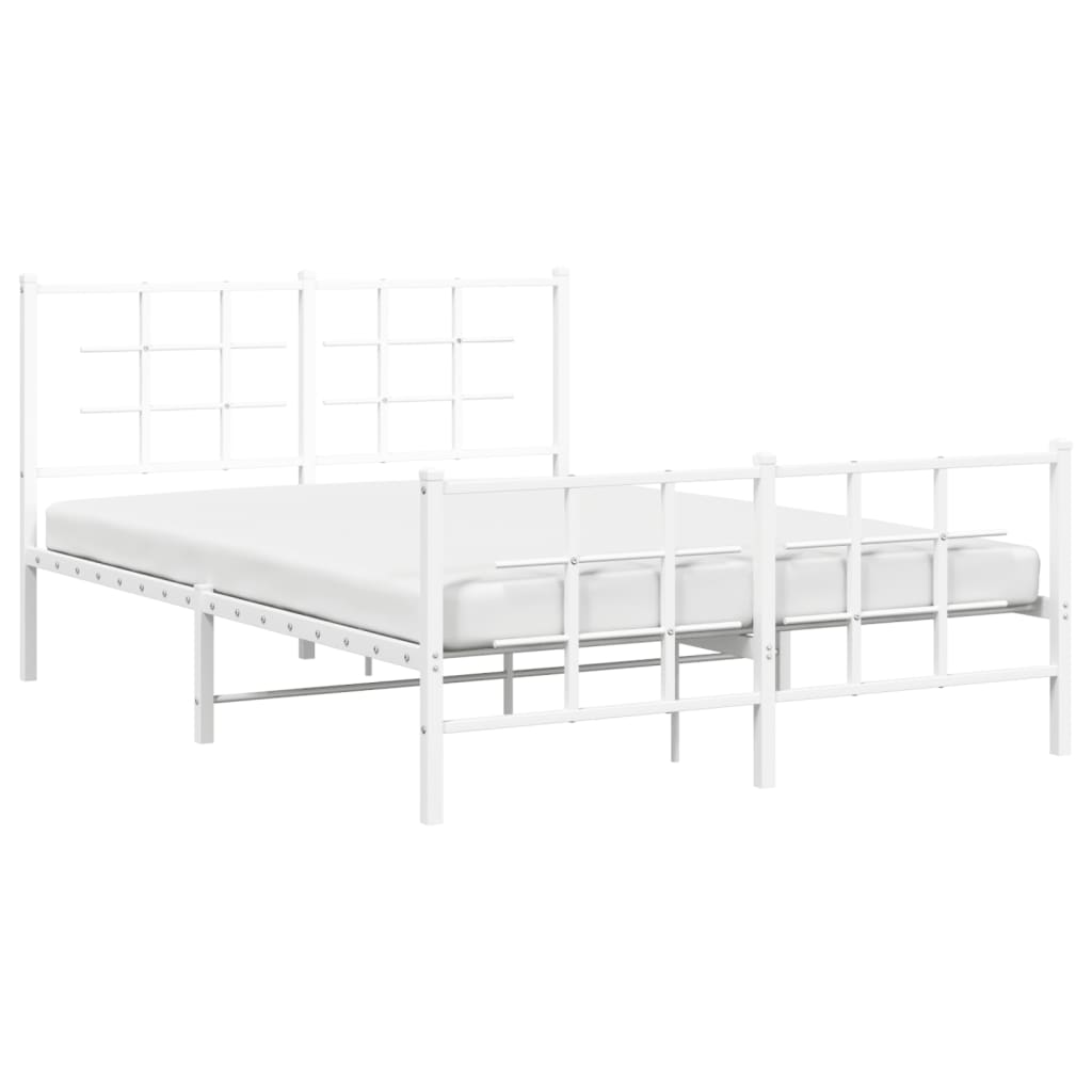 Cadre de lit métal sans matelas et pied de lit blanc 140x200 cm - XIOS