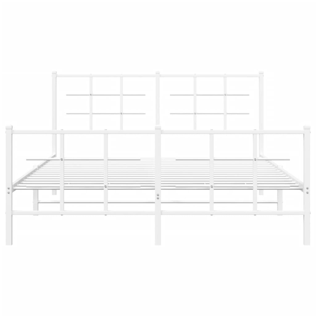 Cadre de lit métal sans matelas et pied de lit blanc 150x200 cm - XIOS