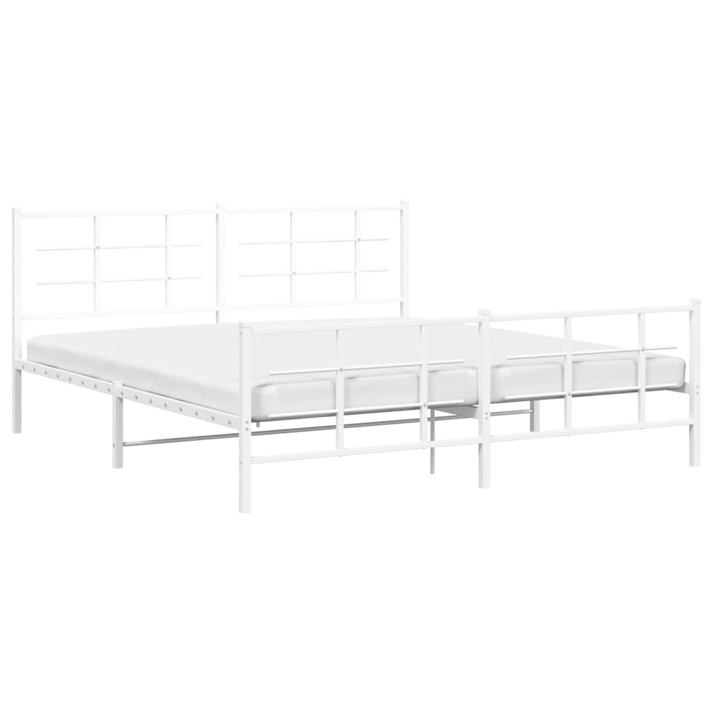 Cadre de lit métal sans matelas et pied de lit blanc 183x213 cm - XIOS