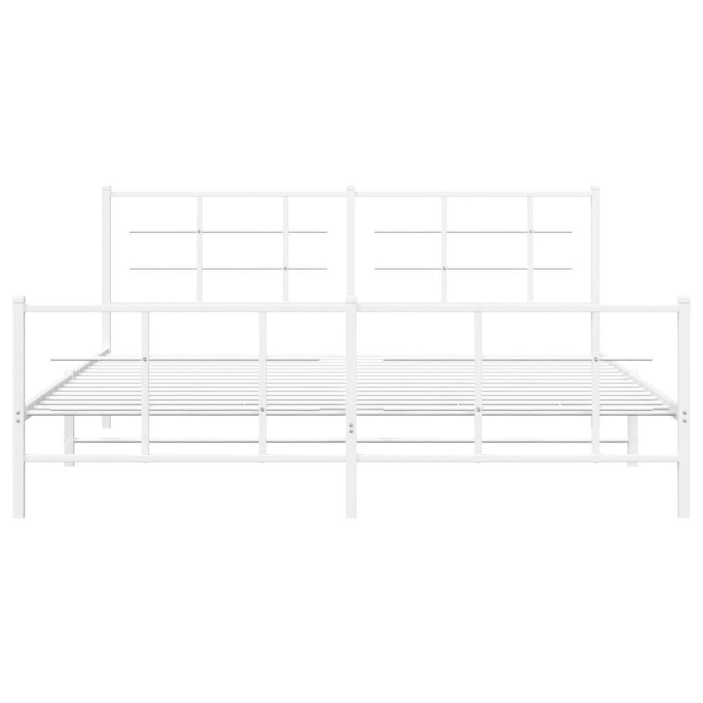 Cadre de lit métal sans matelas et pied de lit blanc 183x213 cm - XIOS