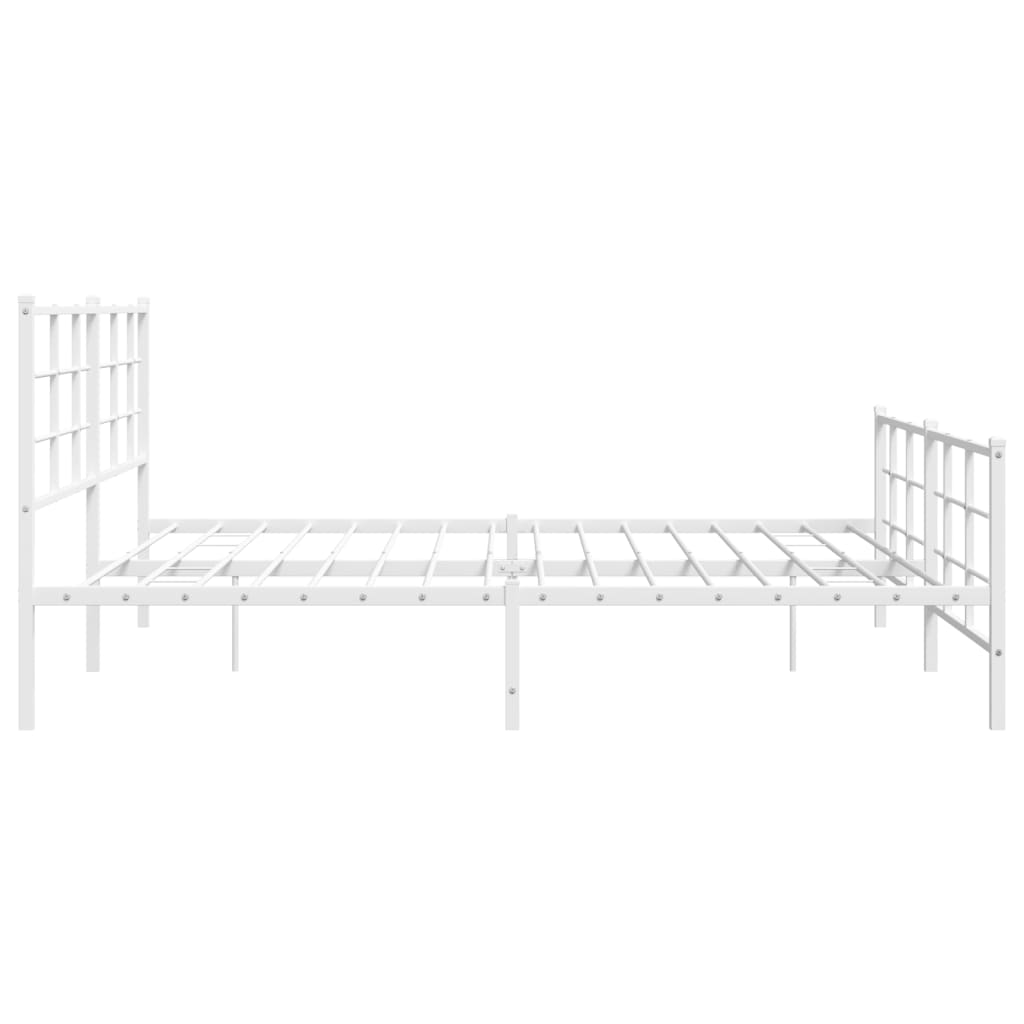 Cadre de lit métal sans matelas et pied de lit blanc 193x203 cm - XIOS