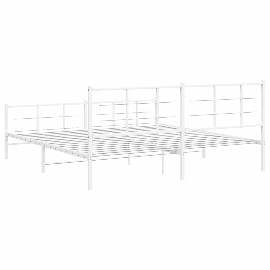 Cadre de lit métal sans matelas et pied de lit blanc 193x203 cm - XIOS