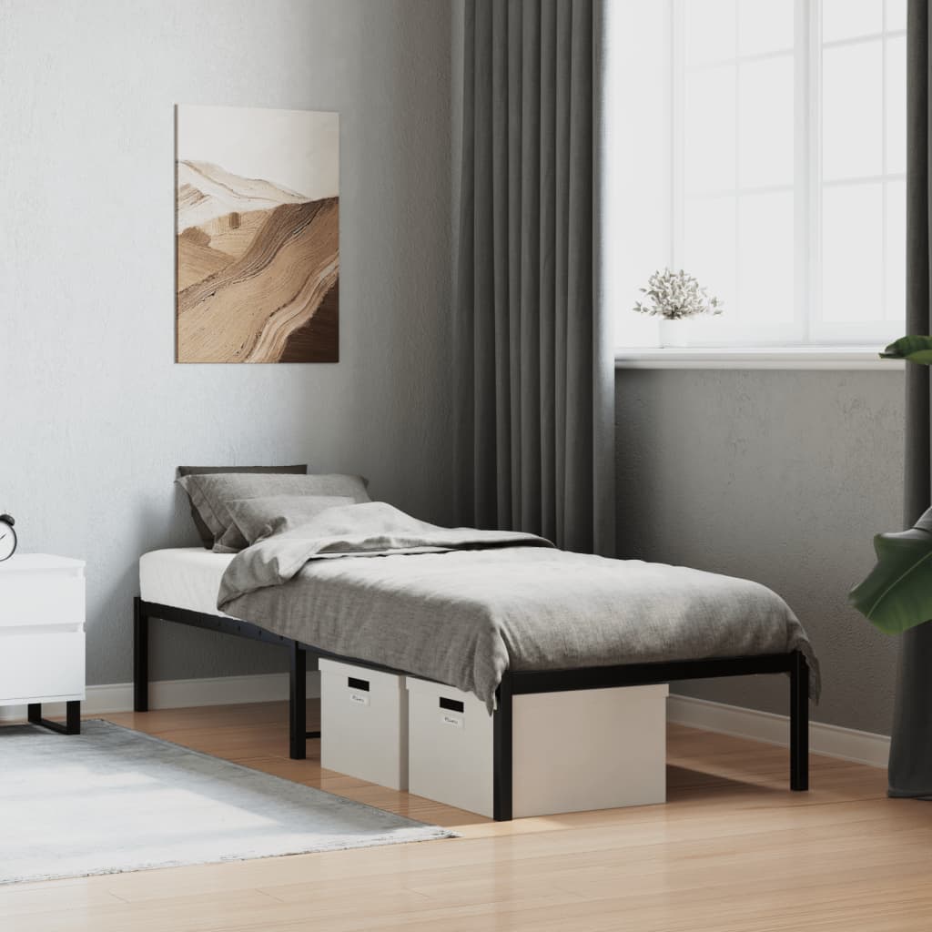 Cadre de lit métal sans matelas noir 75x190 cm - XIOS