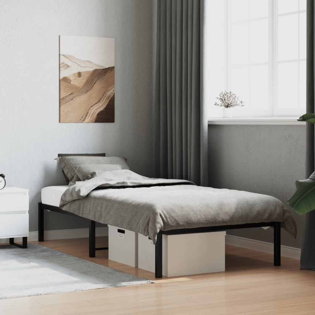 Cadre de lit métal sans matelas noir 90x200 cm - XIOS