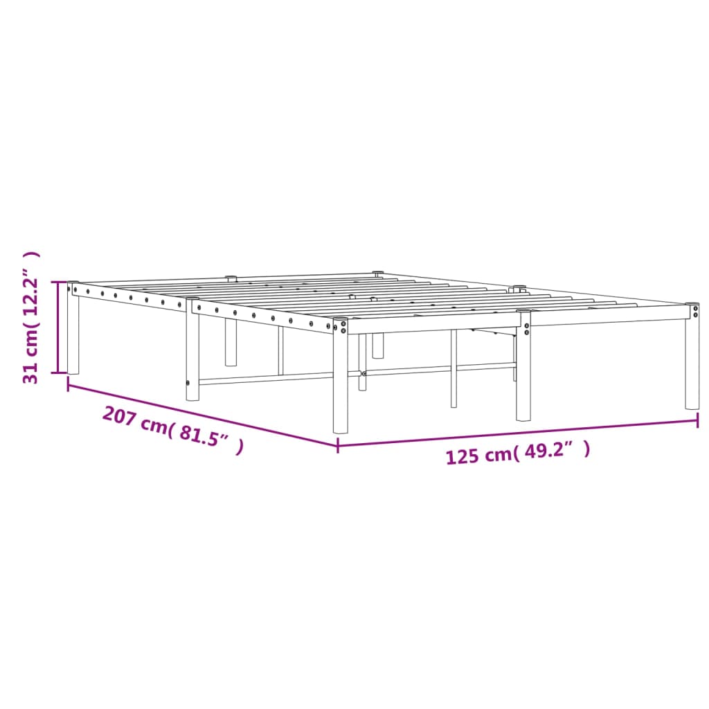 Cadre de lit métal sans matelas noir 120x200 cm - XIOS