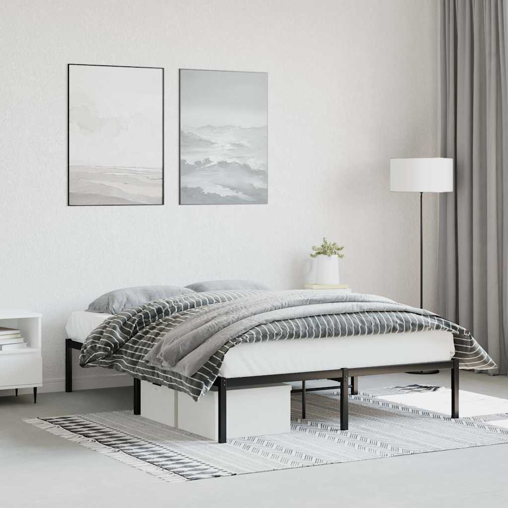 Cadre de lit métal sans matelas noir 135x190 cm - XIOS
