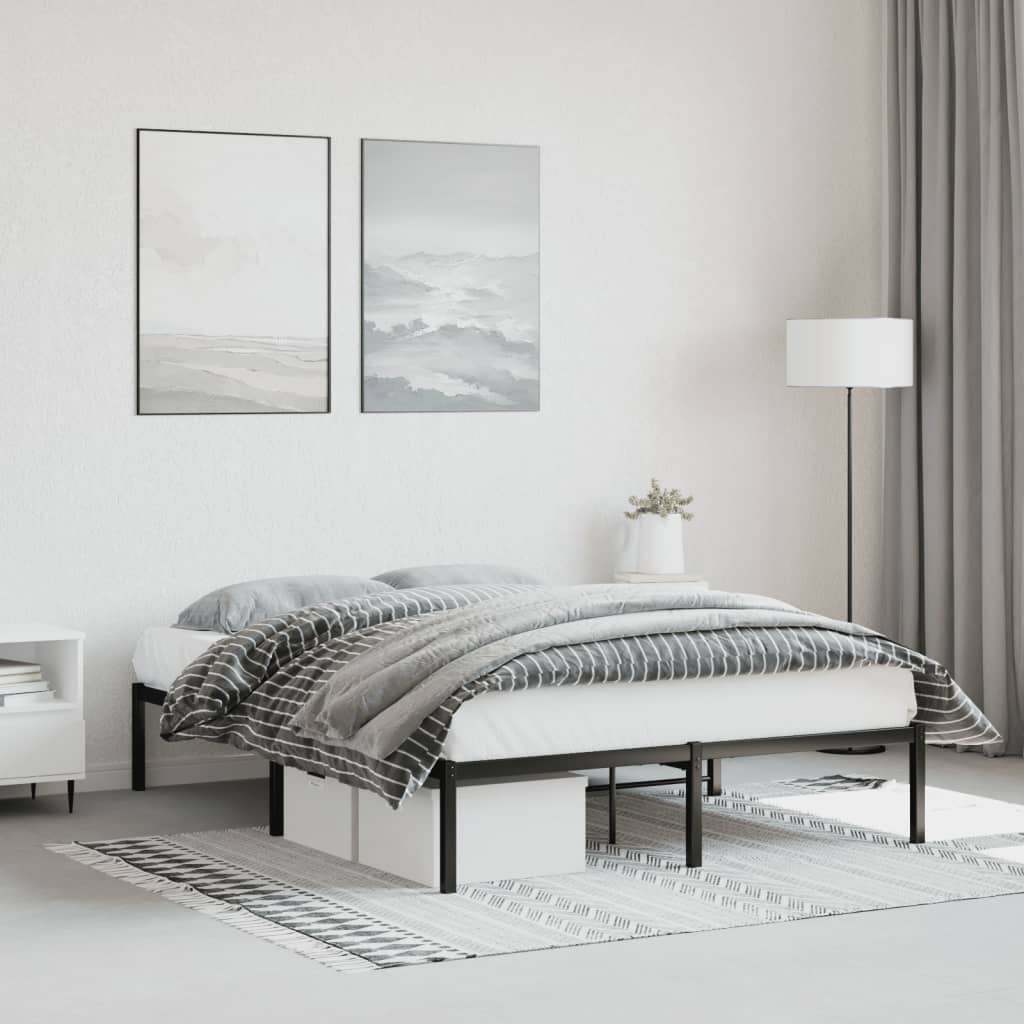 Cadre de lit métal sans matelas noir 140x190 cm - XIOS