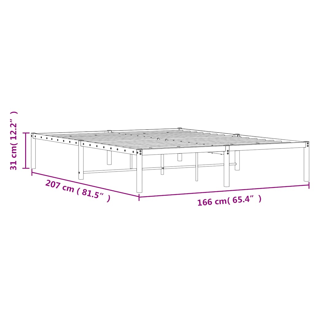Cadre de lit métal sans matelas noir 160x200 cm - XIOS